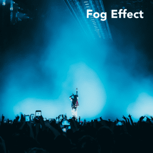 Fog effect on a stage with a singer and blue lights